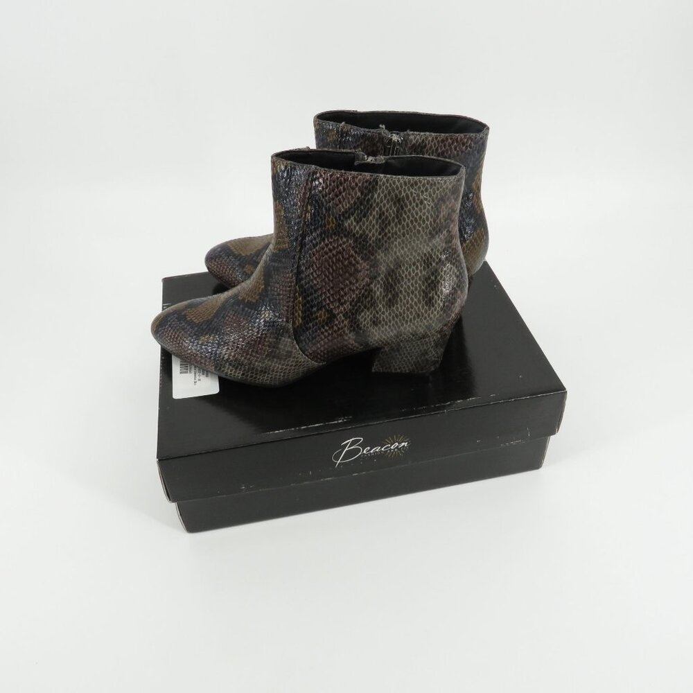 Beacon Veronica Women's Python Print Leather Ankle Boots Zipper 6W NEW $79.95